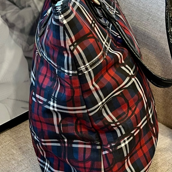 SALE 🔥 Coach Poppy Glam Tartan Plaid Tote EUC - Picture 9 of 12